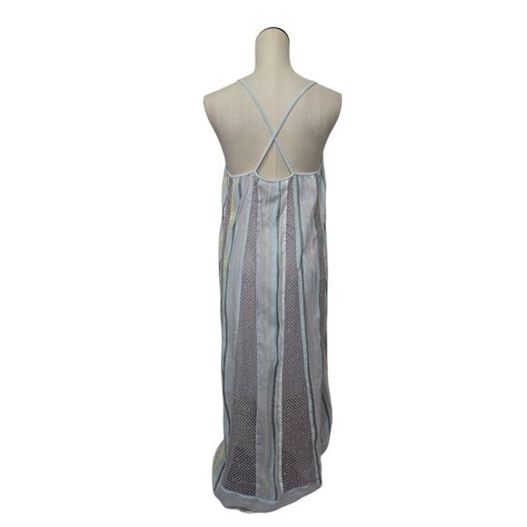 Soft Surroundings Striped Crochet Maxi Dress Blue Stripe Sleeveless Size Medium - Picture 2 of 9